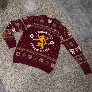 HBO Game of Thrones Burgundy Holiday/Christmas Sweater